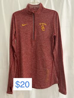 USC Trojans Nike Long Sleeve Dri Fit Shirt Women XS 1/4 Zip Top Red Polyester