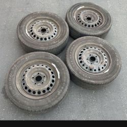 4 - 195/65r15 5x114.3 5x4.5 Honda Civic Rims Wheels W Tires Good Treads !