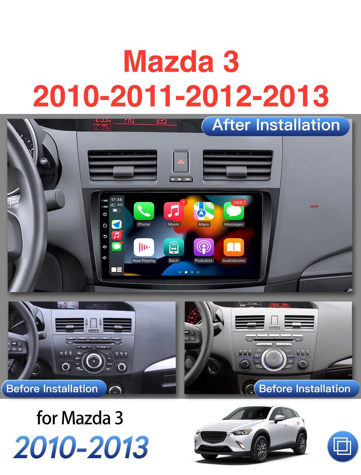 Wireless Apple Carplay for Mazda3 2010-11-12-2013Car Stereo,9”GPS,NAVI,WIFI,FM,BT🔥$107🔥only