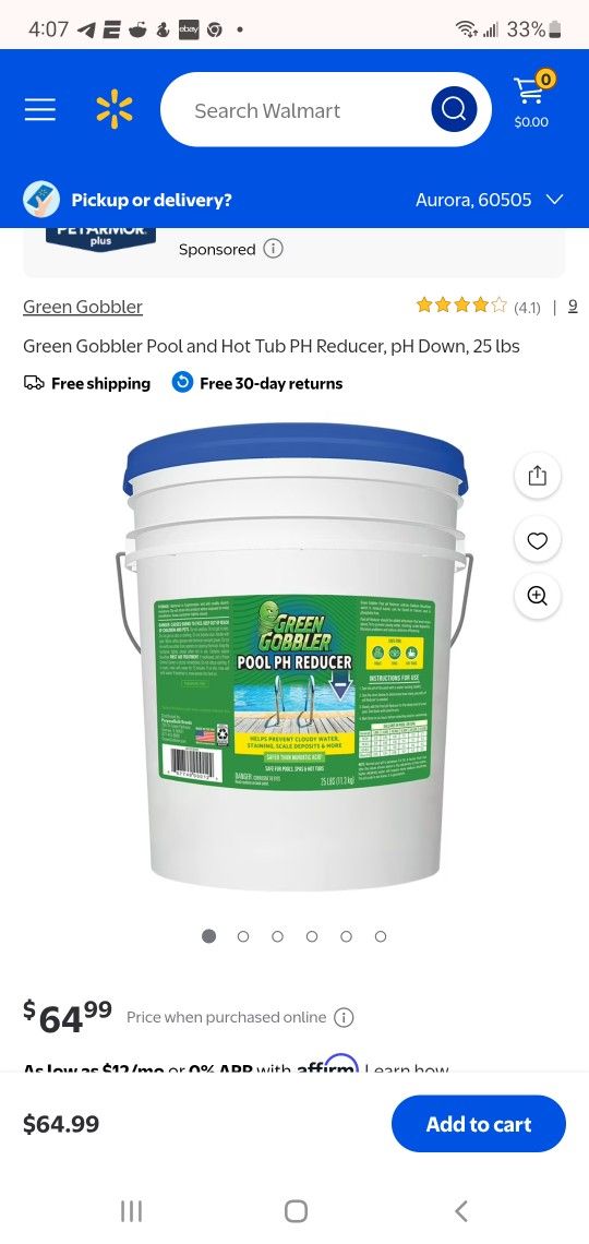 BRAND NEW..Green Gobbler Pool and Hot Tub PH Reducer, pH Down, 25 lbs