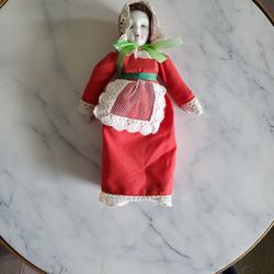 Porcelain holiday doll 8” tall made in Taiwan