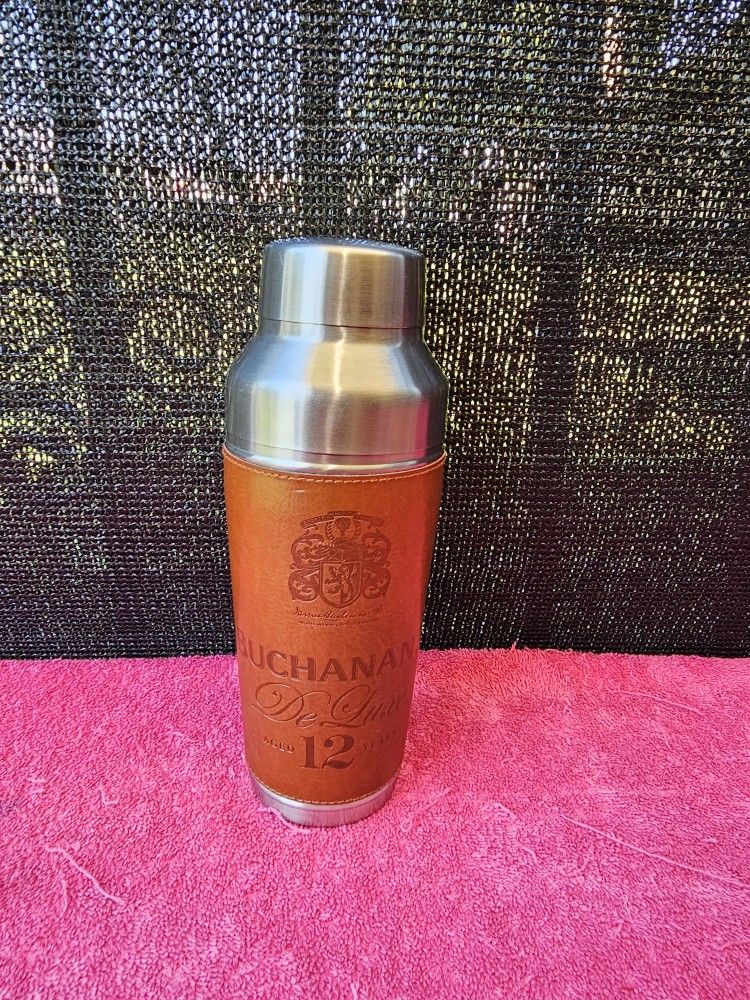 Buchanan's Deluxe Aged 12 Years Scotland Cocktail Shaker Leather Cover Stainless