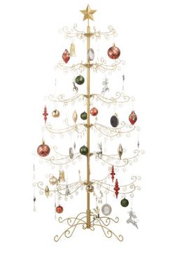 Wrought Iron Christmas Tree Ornament Display w/ Easy Assembly, Stand - 6ft