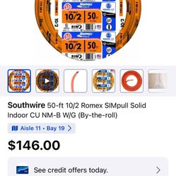 50-ft 10/2 Romex SIMpull Solid Indoor CU NM-B W/G 