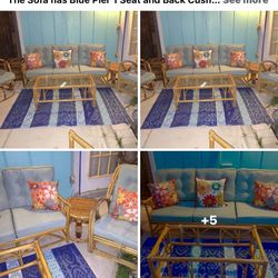 Vintage 1960’s Rattan Sofa, and 2 Chairs