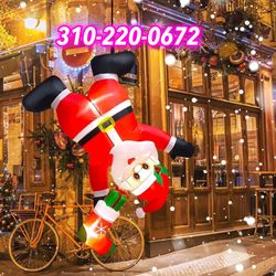 Christmas Inflatables, Christmas Santa Inflatable Blow Up Hanging Santa Claus Upside Down Decorations Built-in LED Lights