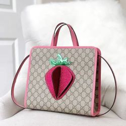 NEW GUCCI Junior GG Supreme Pink 3D Strawberry Top Handle Tote Bag with  Strap for Sale in Fort Lauderdale, FL - OfferUp