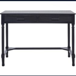SAFAVIEH Layce Solid Retro 2 Drawer Writing Desk, Black
