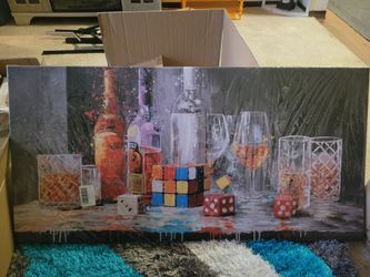 Wall Decor Wine Glass Dice Picture Artwork 40x20 Inches
Framed Bar Wall Art Modern Whiskey Graffiti Canvas Artwork
