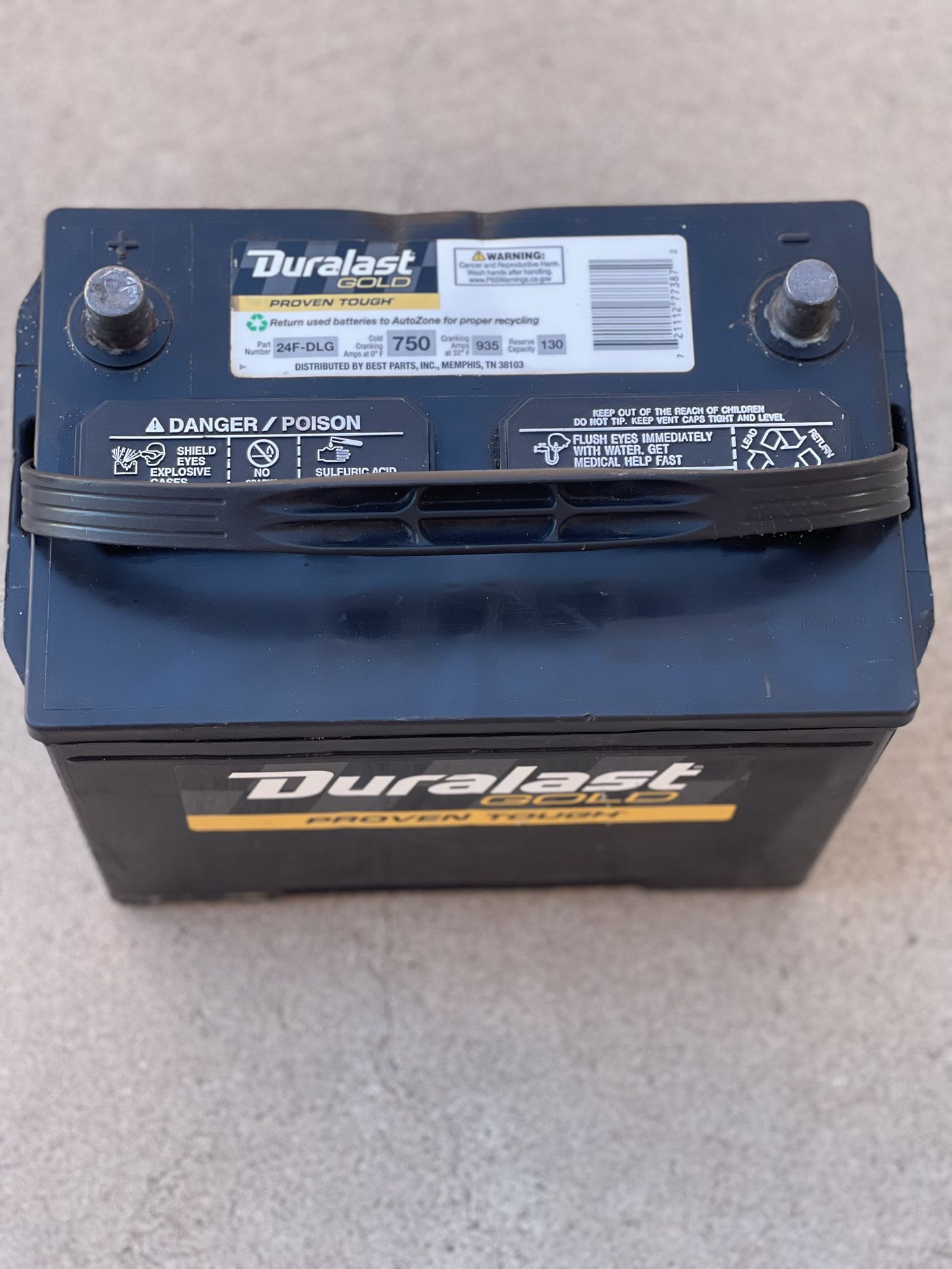 New Duralast Gold Battery BCI Group Size 24F 750 CCA 24F-DLG