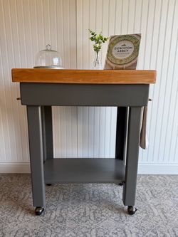 Rolling Butcher Block with Locking Wheels