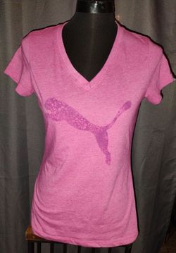 Puma Women's Pink V-Neck T-Shirt