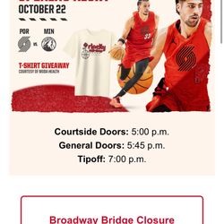 Blazers Tickets  10/22