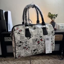 Disney Mickey And Minnie Mouse Newsprint Purse