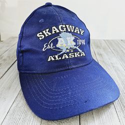 Skagway Alaska Est. 1898 Embroidered Blue Multi-Colored Unisex Baseball Cap Hat with Hook and Loop Adjustable Strap by Arctic Circle Nterprises 100% C