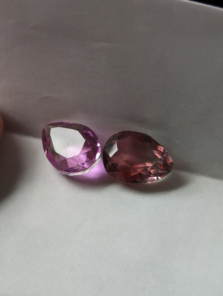 Lot E set Watermelon Tourmaline Loose Doublet Pear Cut Loose Crystal 