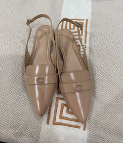 5.5 Coach Nude Slingback Pointed-Toe