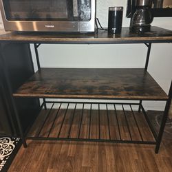Kitchen island bakers rack