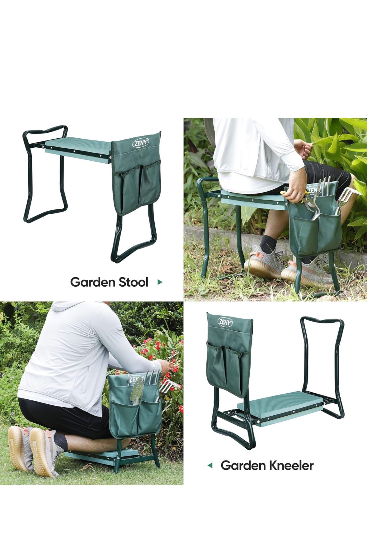 Folding Garden Kneeler Bench Kneeling Soft Eva Pad Seat With Stool Pouch