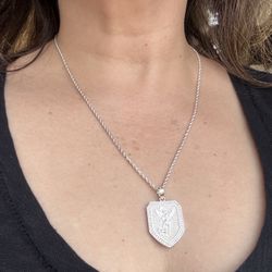 PLATA 925 Cadena Torzal Con San Miguel Arcángel. 