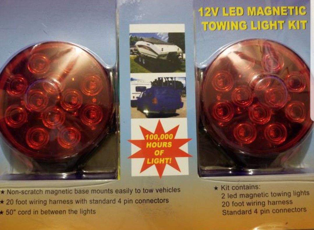 Led Magnetic Base tow lights 12V towing light kit 4pin connector trailer haul new