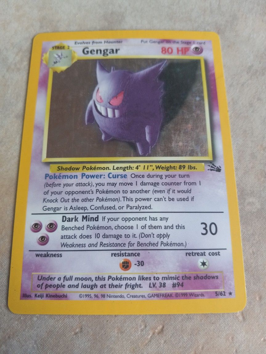 Holographic 1995 Gengar Pokemon Cards