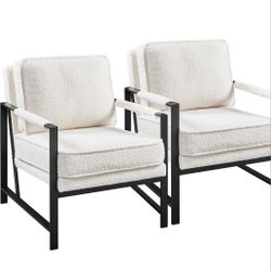 Set Of 2 Retro Leisure Accent Chair with Extra Soft Padded and Cushion