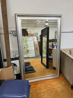 Large Silver Wood Framed Mirror
