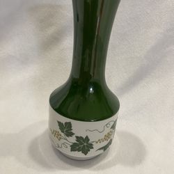 1877 GDR Porcelain Green And White Vase With Grape Vines Along The Bottom 
