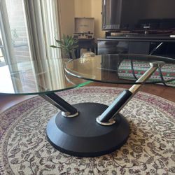 Modern Rotating Glass Coffee Table – Multi-Level Design