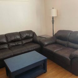 Two leather sofas, 70% new,