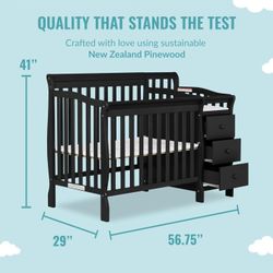 Black 4 In 1 Mini Crib
