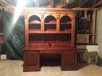 Hooker Furniture, Credenza with Hutch Computer Desks in Cherry