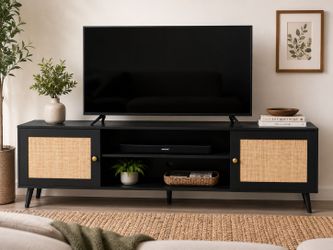Modern TV Stand / Media Console with Cane Doors – Free Delivery