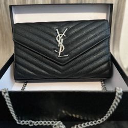 YSL shoulder bag black silver