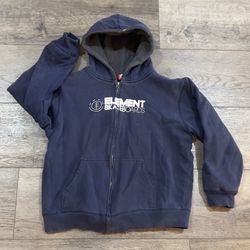 Vintage Y2K Element Skateboards Brand Full Zip Hooded Sherpa Jacket Kids Large