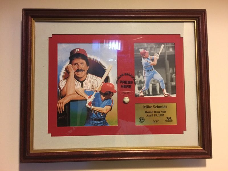 Philadelphia Phillies Mike Schmidt 500th Home Run Call by Harry Kalas Speaking Picture Frame