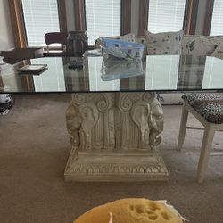 Elephant Base Glass Top Kitchen Table