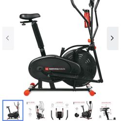 2-in-1 Elliptical Trainer Exercise Bike w/ LCD Screen, 220lb Capacity