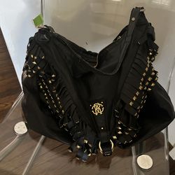 Robert Cavalli Black Leather Large Purse