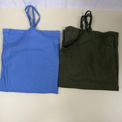 Time and Tru 2 Pack Cami Tank Tops Blue Green L 12-14