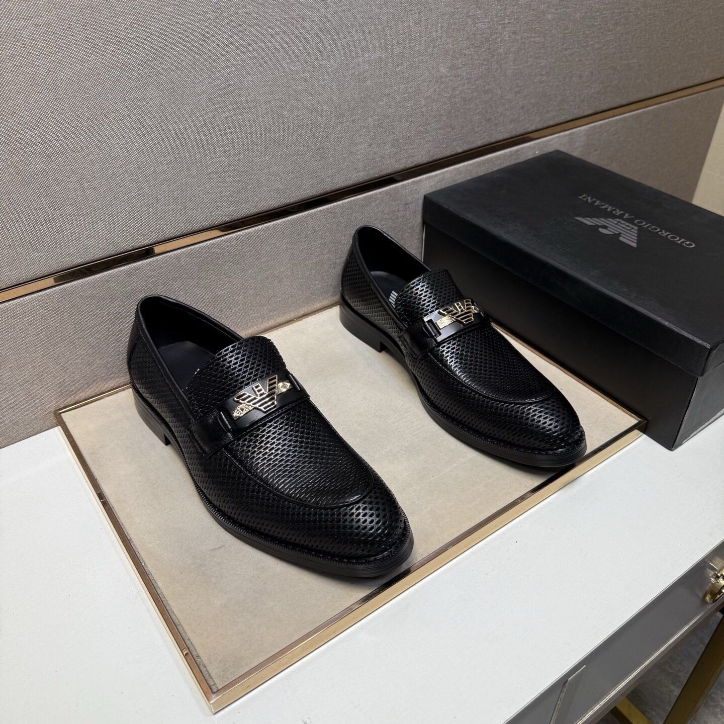 Armani Men’s Leather Shoes With Box 2025 New
