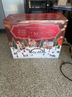 Christmas Village Set with Lights and Music 30 Piece