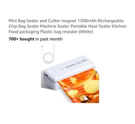 Brand new Mini Bag Sealer and Cutter magnet 1300mAh Rechargeable Chip Bag Sealer Machine Sealer Portable Heat Sealer Kitchen Food packaging Plastic ba
