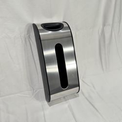 Grocery Bag Dispenser (simplehuman) Brushed Stainless Steel, Screw OR Adhesive Mount, for Wall or in a Cabinet