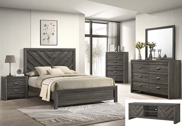 4 PCs Bedroom Set Dresser Mirror Queen Bed & Nightstand. ( FINANCING OPTIONS )