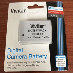 Vivitar Digital Camera Replacement Battery LP-E8 - Canon