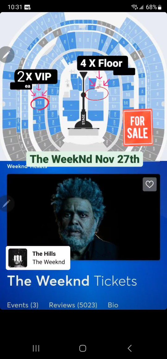 The Weeknd Concert Nov 27th , Vip & Floor Seats