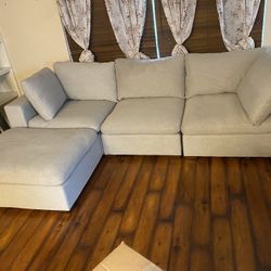 (Free Delivery) Modular Grey Sectional W/ Ottoman