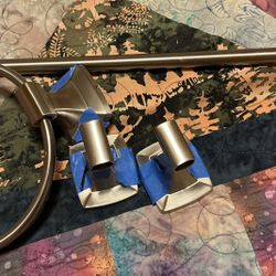 NEW - Brushed nickel 24” towel bar and towel ring